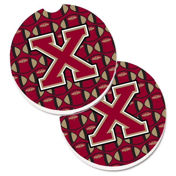 Carolines Treasures Letter x Football Garnet and Gold Set of 2 Cup Holder Car Coaster CJ1078-XCARC - main